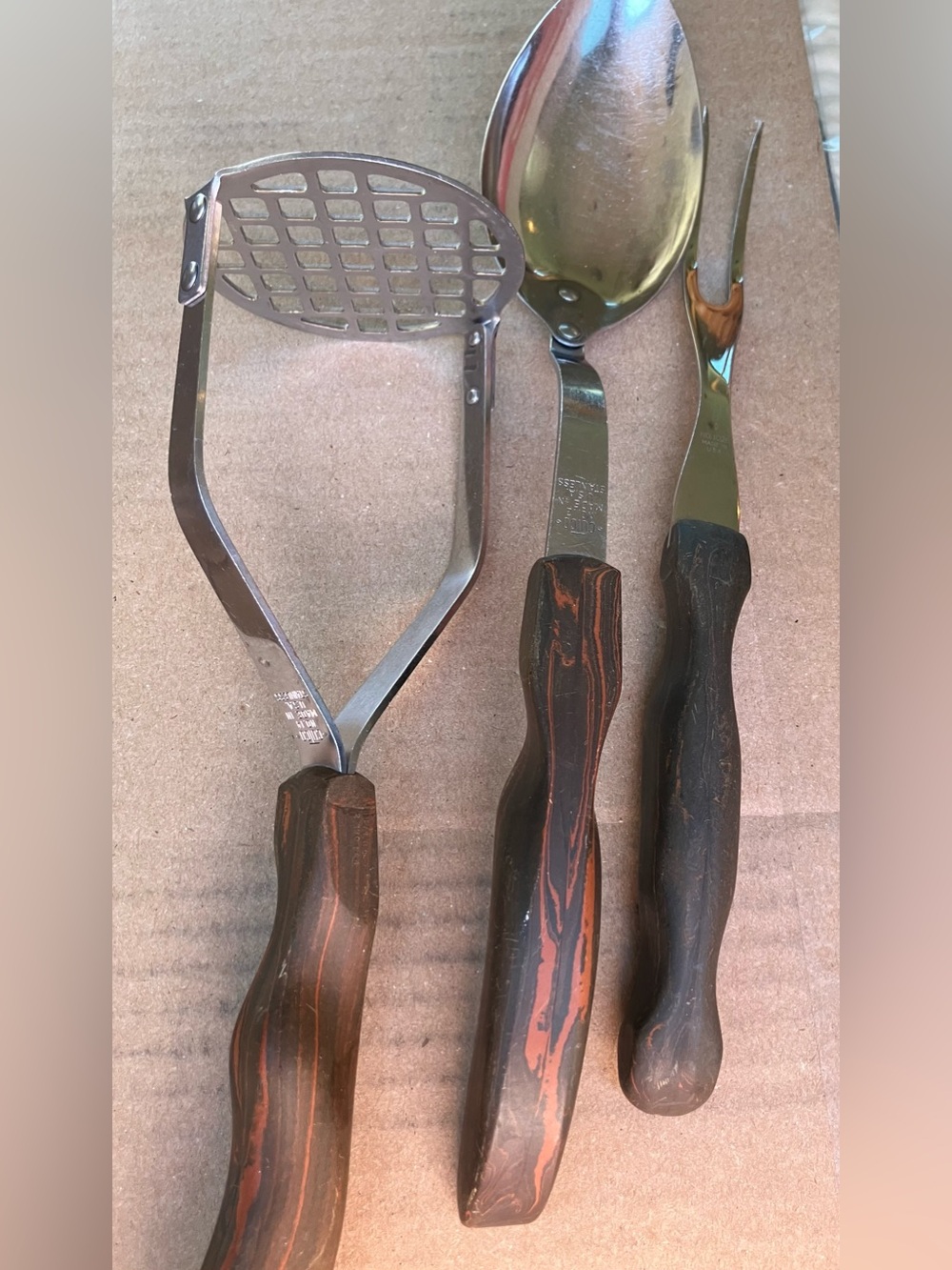 Vintage CUTCO Kitchen Utensils Set Of 3  12,14,1026 Masher, Serving Spoon, Fork